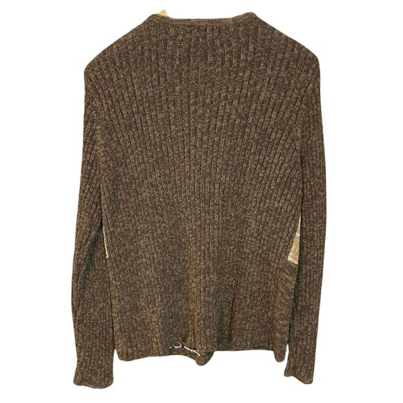 VTG Tiara International Santa Gifts Christmas zip Cardigan Sweater Medium Brown - Picture 3 of 7